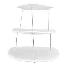 Porta dolci pieghevole a tre livelli, bianco, in plastica