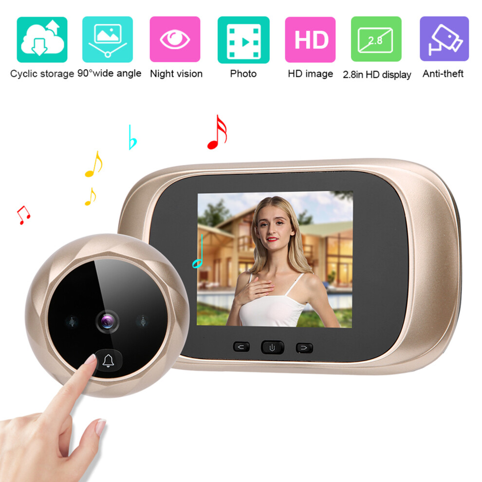 2.8In Tft Ir Night Vision Video Door Viewer - Gold 8721333759732