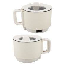Elektrischer Hot Pot 1,8L 600W 2-Gang Tragbarer Nicht-Stick Mini-Kocher mit Griff für Pasta Suppe Steak Ei Haferbrei Weiß EU-Stecker