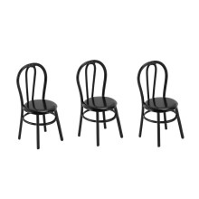 3 piezas de sillas de hierro para casa de muñecas a escala 1:12, negras, 25x22x51 mm