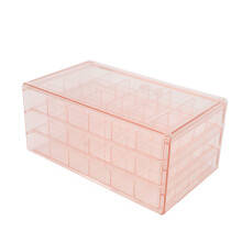 Caja de joyas de 3 capas, con 72 compartimentos, acrílica, rosa.
