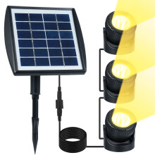 Luce solare per stagno a 3 teste, 2200 mAh, cavo da 5 m, nera