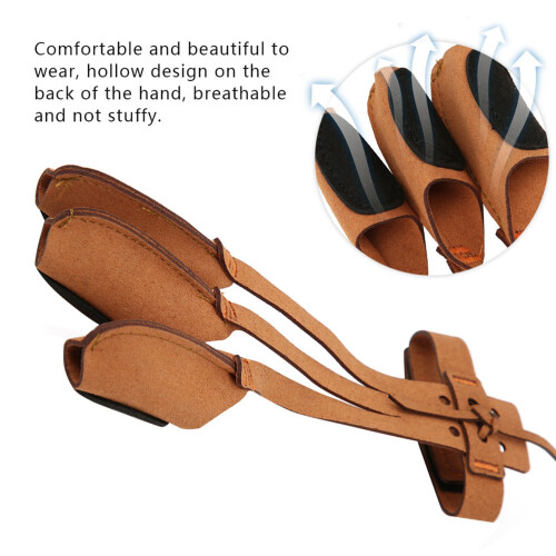 Recurved Archery Bow Glove, Three Fingers Protection, Brown, Microfiber 2
