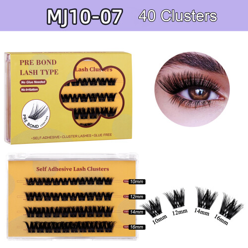 Cils auto-adhésifs MJ10-01~MJ11-04 Noir 10-16mm