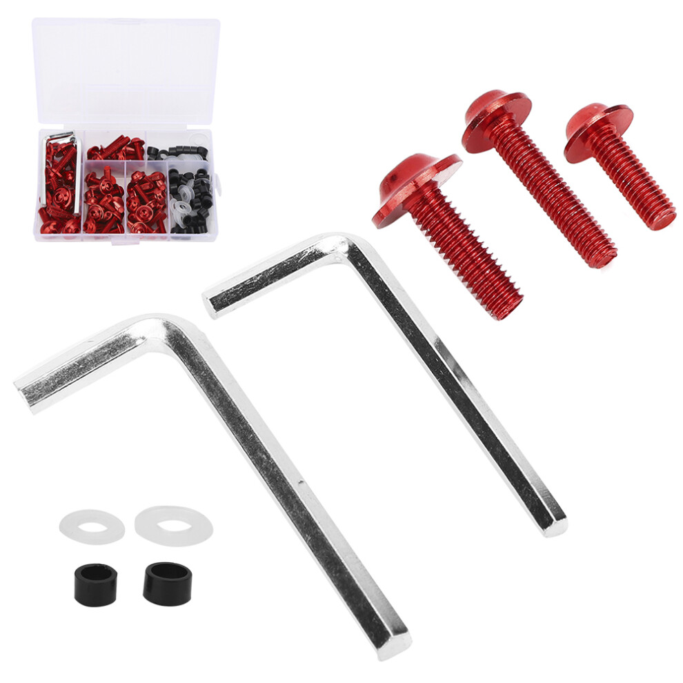 158Pcs Universal Motorcycle Fairing Bolt Kit - Aluminum Fasteners Red 8331333799074