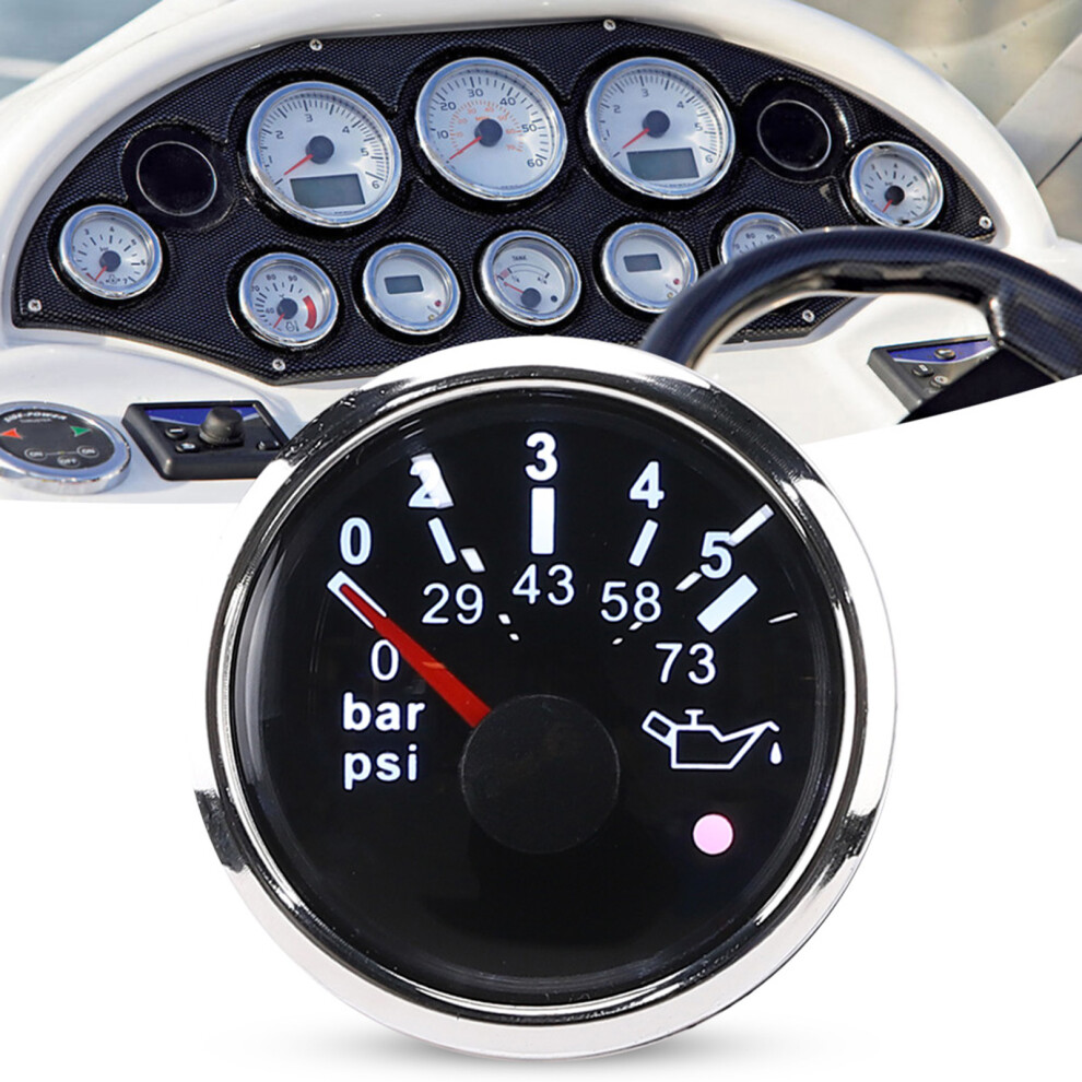Universal 52Mm Ip67 Oil Pressure Gauge 0Â5Bar For Cars/Yachts 9471333799946