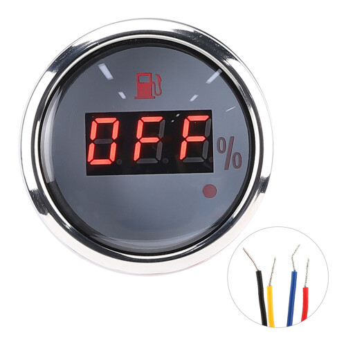 2in Fuel Level Gauge LED Digital Display, IP67, 0-100%, White 1