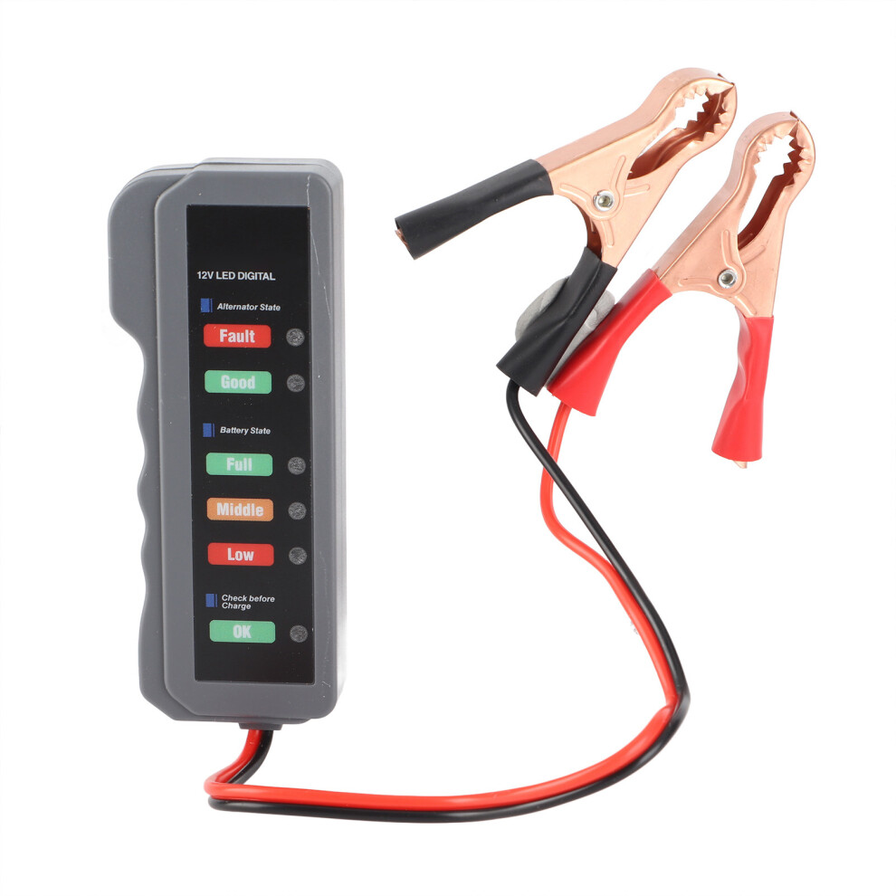 Automotive 12V Battery Tester & Alternator Diagnostic Tool - 6 Leds 8441333800745