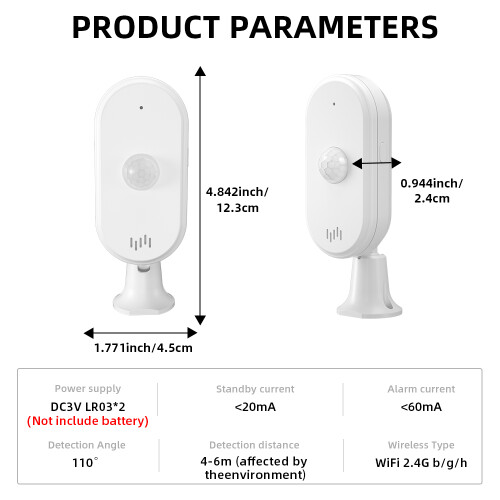 PIR-Sensor weiß 4,52,412,3 cm - 4 Alarmmodi 2