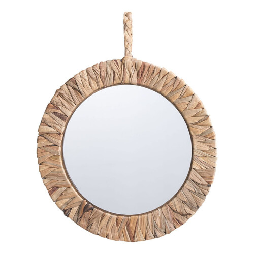 Rattan Wall Mirror 15-Inch Round Hanging Decorative Circle Mirror
