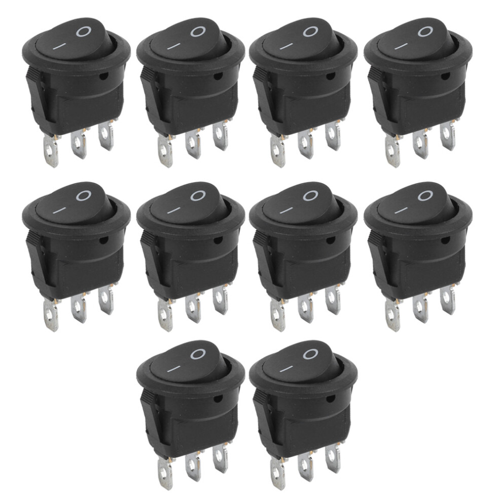23Mm 3Pin Mini Rocker Switch 6A 250V On/Off Black Round 9441333804186