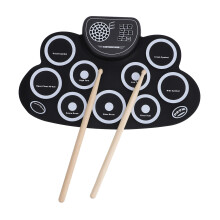Rechargeable 9 Pads Electronic Drum Set with Built-in Speaker & Headphone Jack for Kids