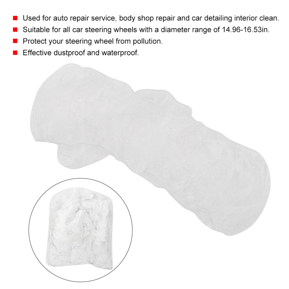 100Pcs Elastic Disposable Plastic Car Steering Wheel Cover Dustproof Waterproof 9481333809767