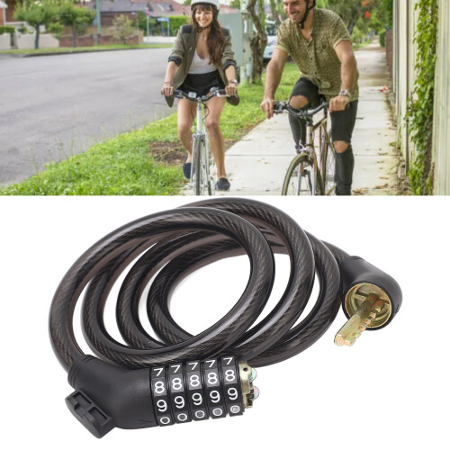 Cadenas de vélo à code à 5 chiffres 12 mm/0,47 po, 1200 mm