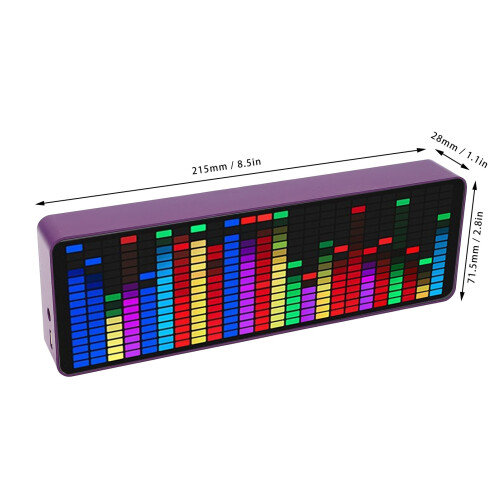 Visualizador de audio espectral 384 LEDs 1624 segmentos sensor de voz función de reloj 1