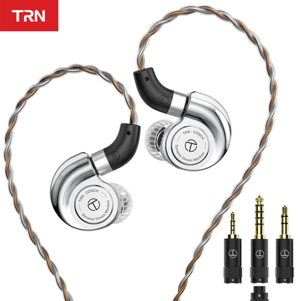 Trn Conch In-Ear Monitor Headphones Noise Canceling, 3 Audio Plugs Silver 6951333816995