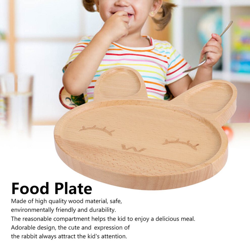 Cute Wooden Kid's Divided Snack Plate, 20x20cm, Child Tableware