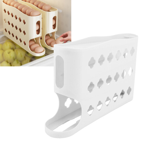 4-Tier-Eier-Organizer - 30 Eier, 18x33x7 cm, Weiß