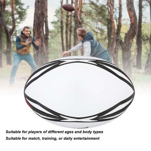 High Elasticity PVC Rugby Practice Ball Inflatable for Match & Training White 2