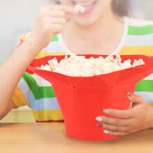 Red Silicone Folding Microwave Popcorn Bowl, 30cm Max Width