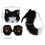 Ensemble de queue de renard - fourrure synthétique, taille unique, Noir/Blanc 2