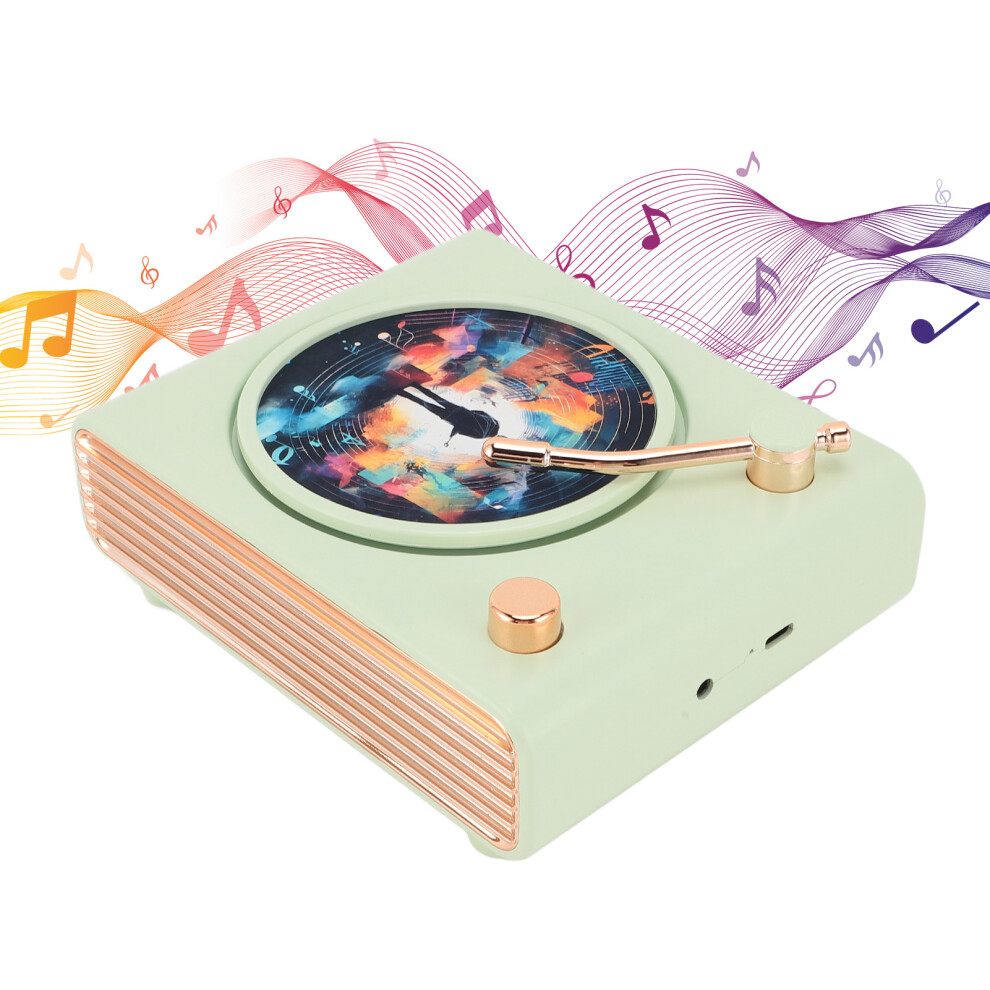 Colorful Vintage Bluetooth Record Player Speaker 1200Mah Green 3251333828176