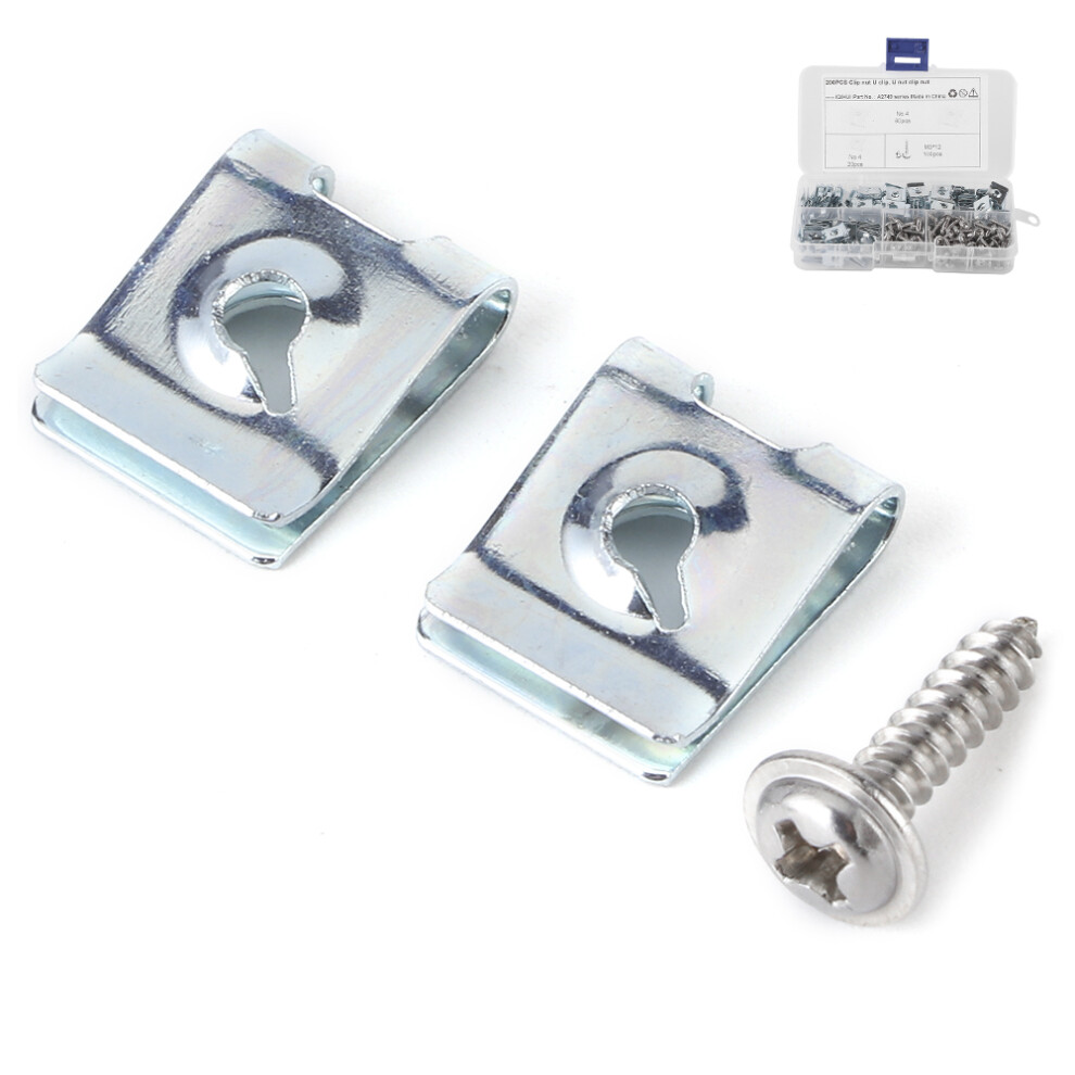 200Pcs Manganese Steel U-Clips & Screws Kit For Auto Trim Fastening 7621333831951