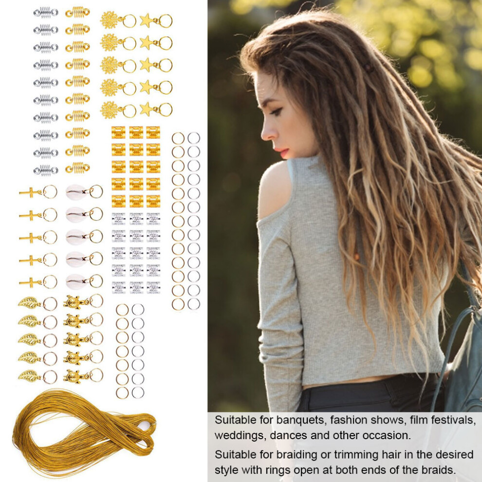 Unisex Snowflake Leaf Dreadlocks Hair Rings Set With Braids Clips & Ropes