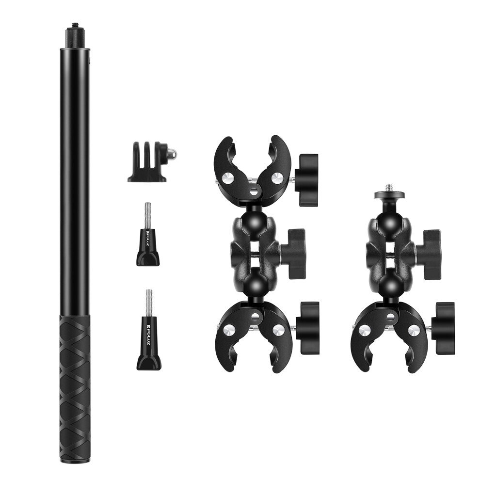Extendable 59In Selfie Stick & Handlebar Mount Clamp For Motorbikes 9311333833021