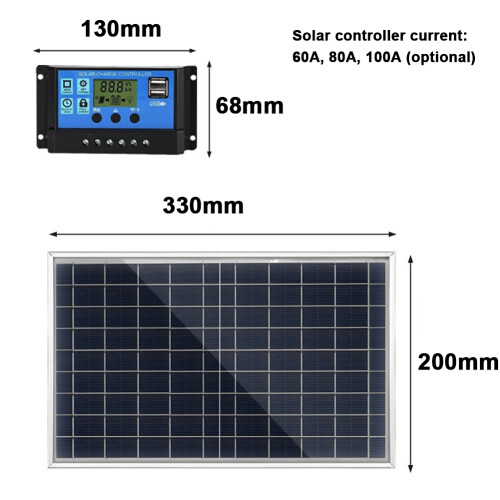 10W Polysilizium-Solarpanel-Set 330x200mm Schwarz 2