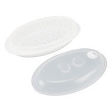 Plato de pescado al vapor de PP con tapa, 32,7  18,6  9,5 cm