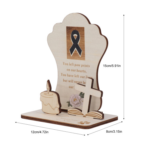 Plaque commémorative pour chien, bois, taille 5,91x4,72x3,15 po 1