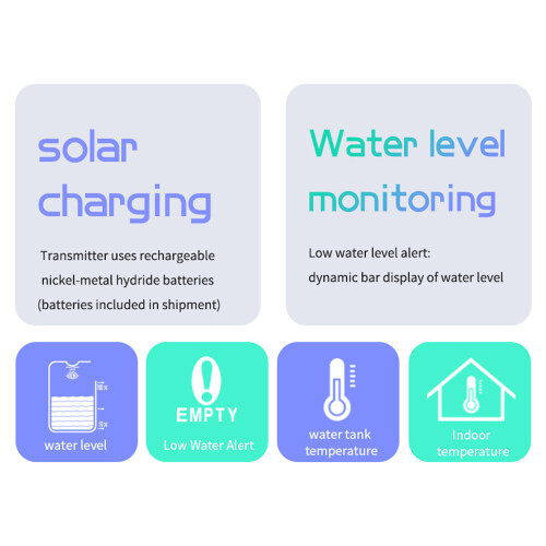 Solar Water Level Indicator with Rechargeable Battery & Temp Display 1