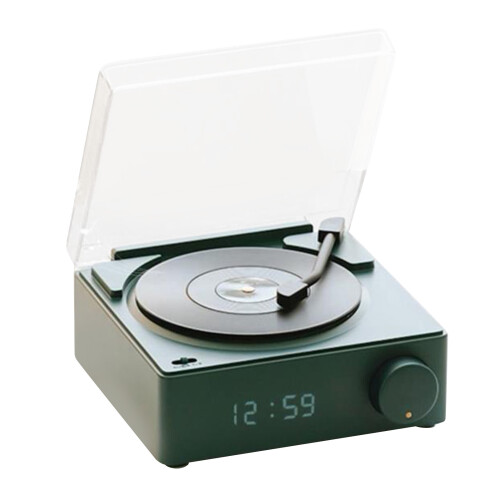 Vintage Green Bluetooth Speaker Turntable with Alarm Clock Function 1