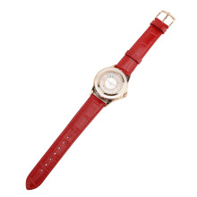 Women Rose Gold Quartz Watch 30m Water-Resistant Red Strap 37.3mm Dial