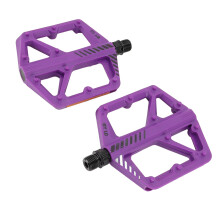 Pédale plate violette - fibre de nylon, axe en acier au bore