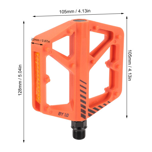 Orangene Flachpedal, Nylonfaser, Borstahl-Achse 1