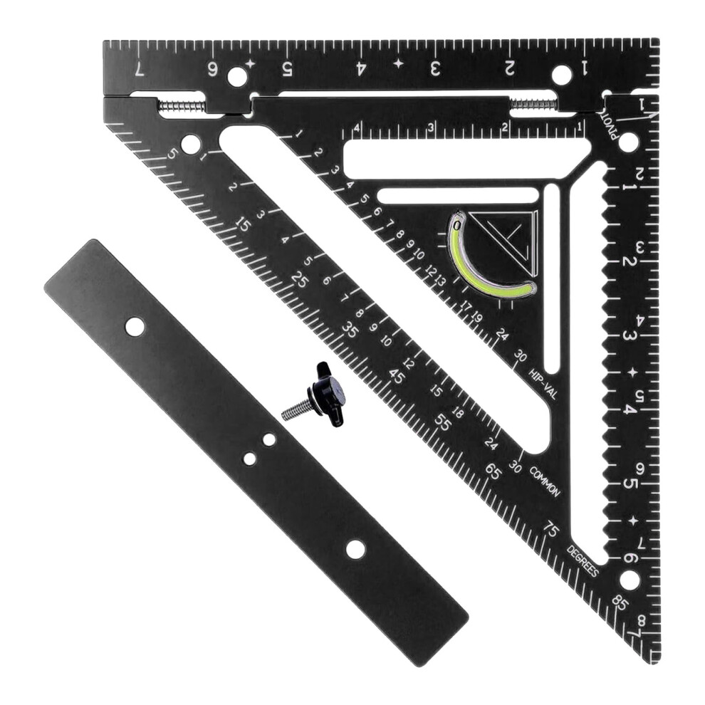 Aluminum Alloy Rafter Square Tool, Triangular Carpenter Ruler, Black 4071333851931