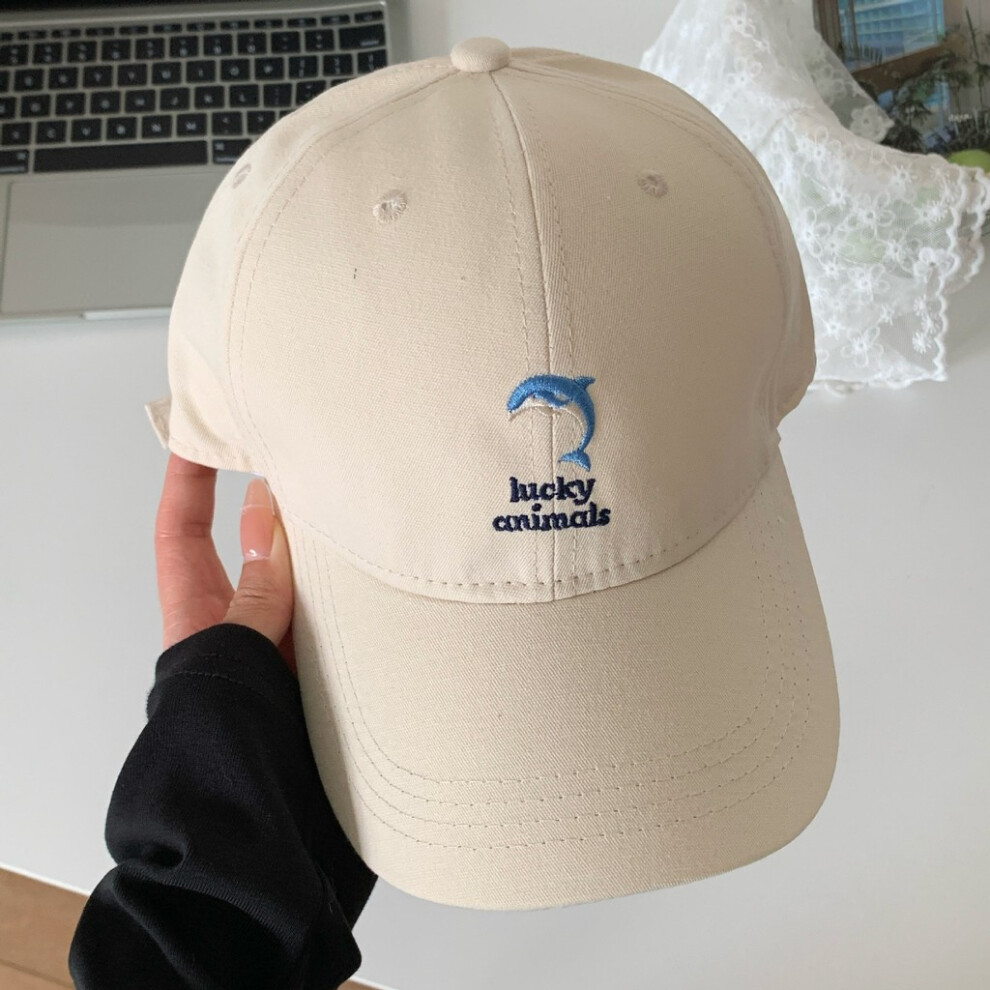 (Beige) Baseball Trendy Cap With Dolphin And Letter Embroidery Design Wear For Outdoor-image-OPC-PJCKMQZ-NEW