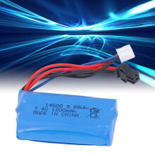 7,4 V 1200 mAh Lithium-Batterie mit 5C-Rate, SM-Schwarzstecker, Lipo 14500-Batterie für elektrische Spielzeuge