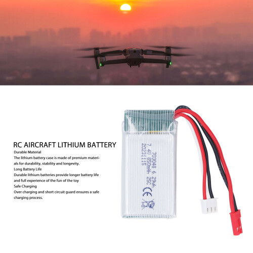 7.4V 850mAh Lithium Polymer Battery for RC Airplanes, Red Plug 2