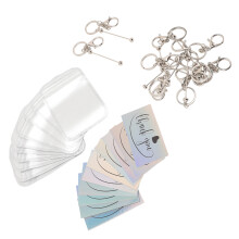 Set of 30 Silver Metal Beadable Keychains Thank You Cards Pouch Bags Included