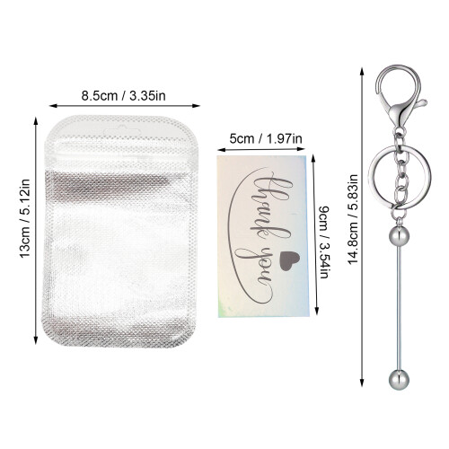Kit di barre beadabili per portachiavi - Argento, 30 pezzi 1