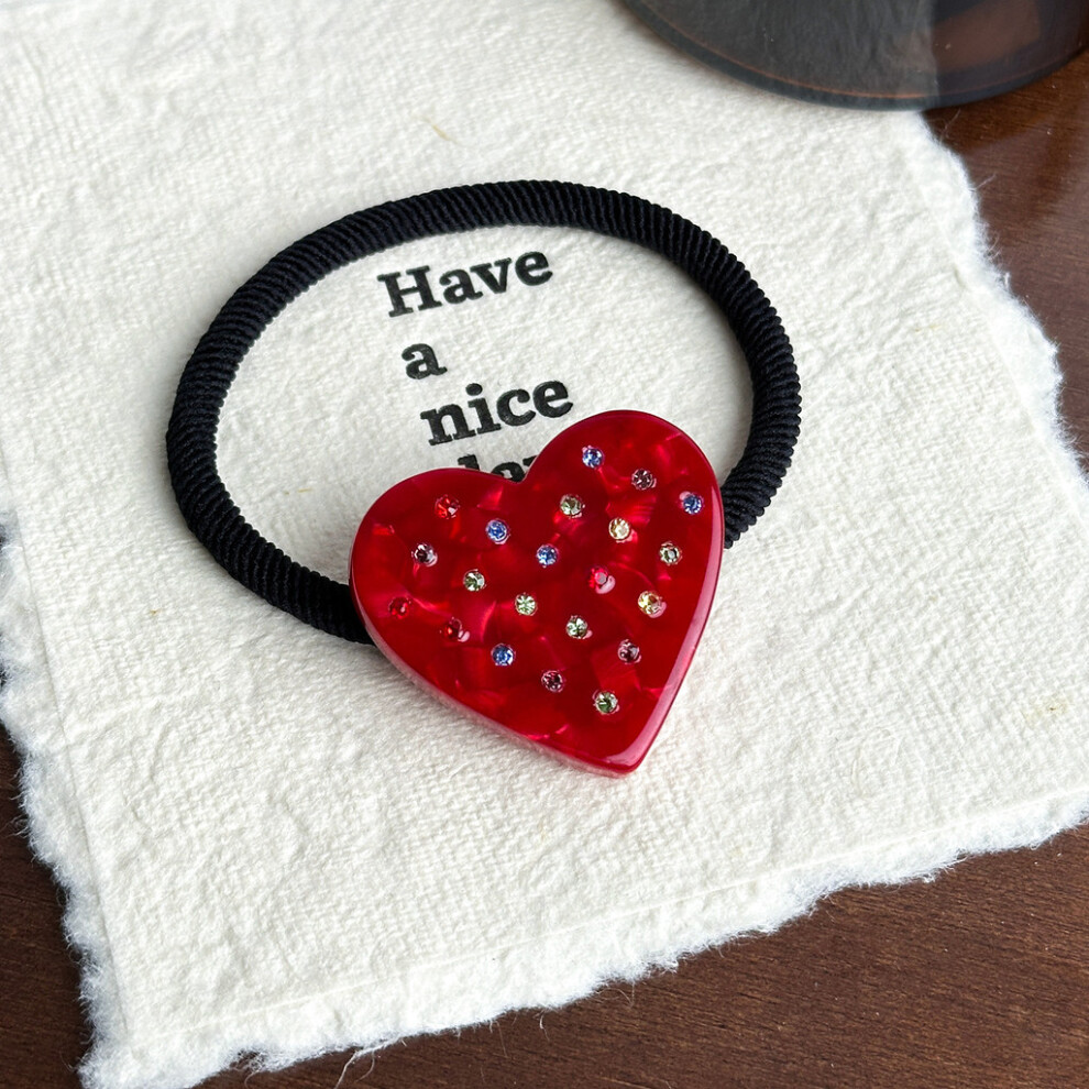(Heart Hair Tie) And Chic Heart Bow Hair Accessories Featuring Colorful Gemstones Looks Trendy For-image-OPC-PJCKPM9-NEW