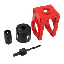 Kit de cerradura de acero al carbono con guía para sierra de corona para puertas de madera y plástico - Rojo