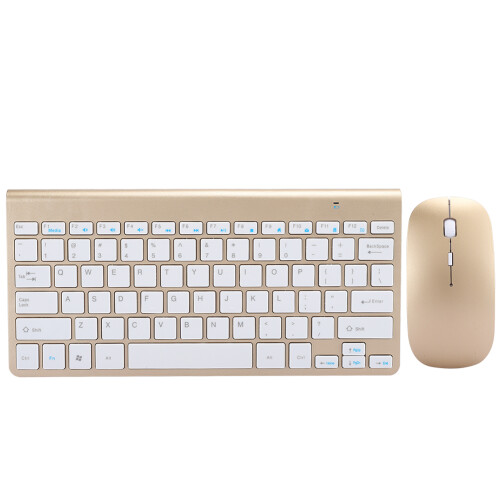 Wireless Keyboard Mouse Set 2.4G Ultra Thin Gold Compact Office 1