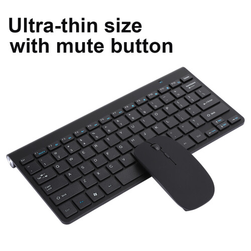 Wireless Keyboard Mouse Combo Ultra Thin Mute 2.4G Black Mini Home Office Setup 2