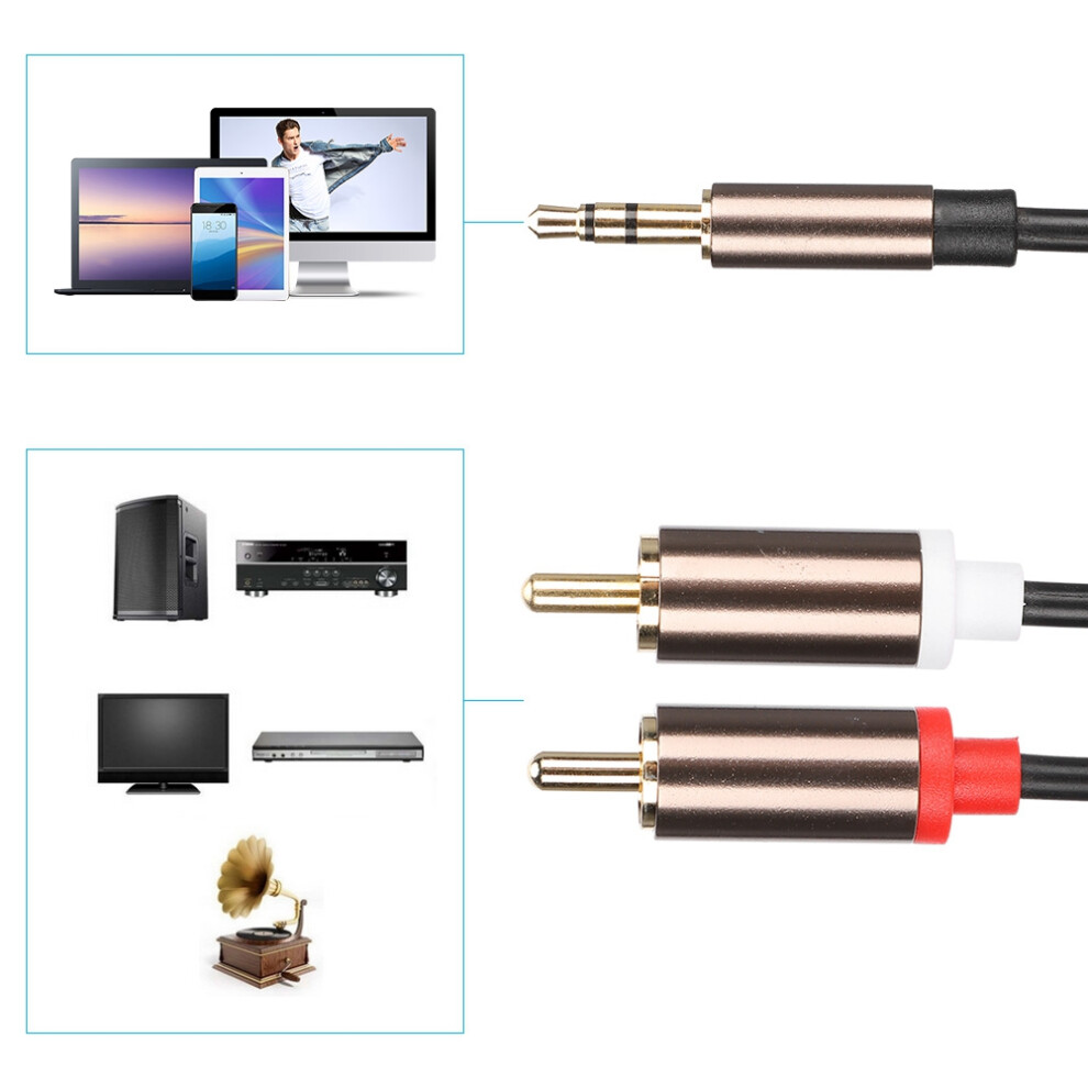 2-Meter Audio Line Speaker Cable 3.5Mm Male To 2Rca For Computer & Devices 9481333878466