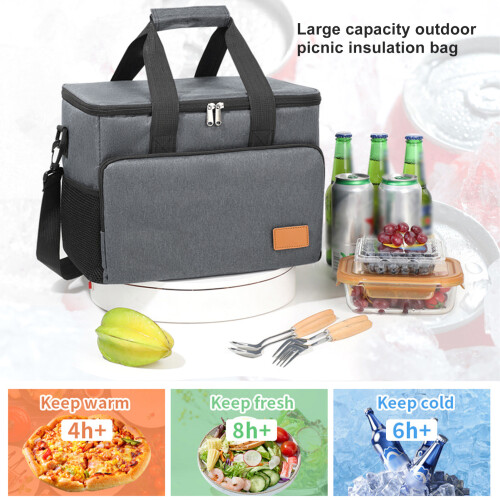 Graue isolierte Lunch-Tasche, Kühltasche mit großer Kapazität 2