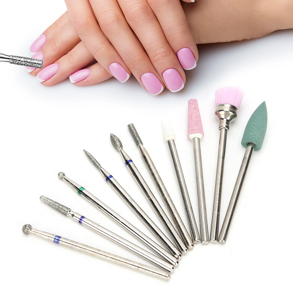10pcs Tungsten Steel Nail Art Grinding Heads for Dead Skin Removal